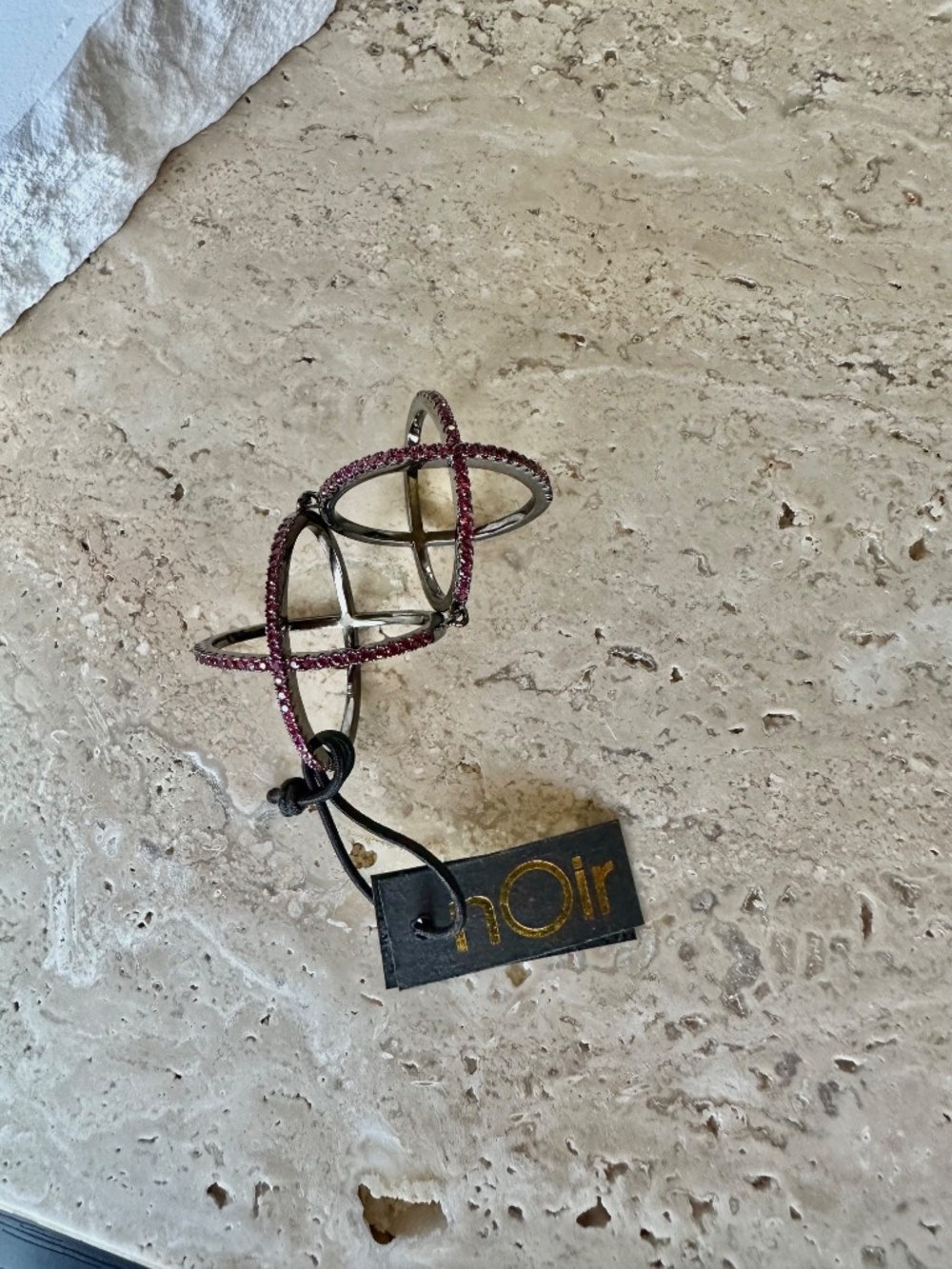 NWT | nOir Jewelry | Etham Hinge Criss Cross Pink Crystal Women's Ring - Size 7 - Picture 3 of 4